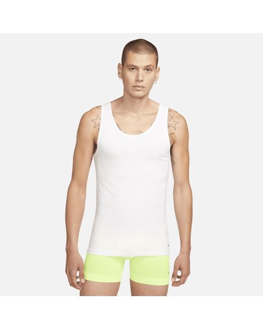 Nike Dri-fit Essential Cotton Stretch Slim Fit Tank Top Undershirt (2 ...