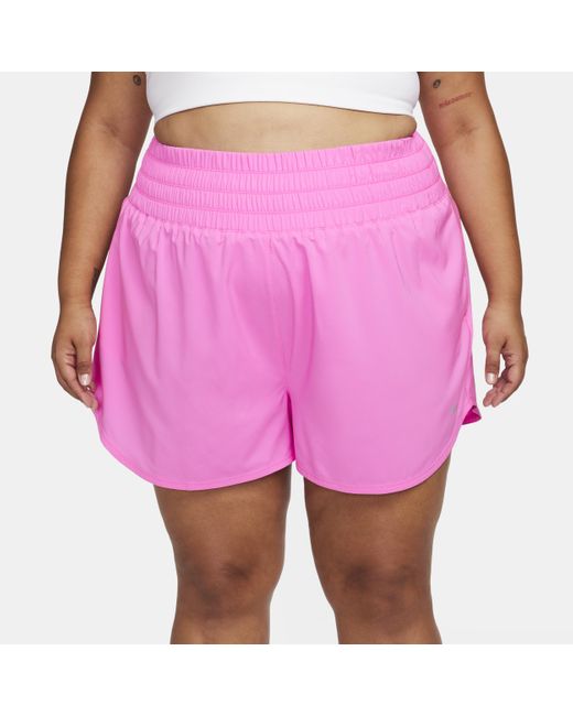 Nike Pink Dri-fit One Ultra High-waisted 3" Brief-lined Shorts (plus Size)