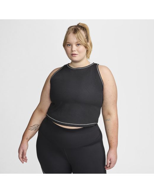 Nike Black One Fitted Dri-fit Ribbed Tank Top (plus Size)