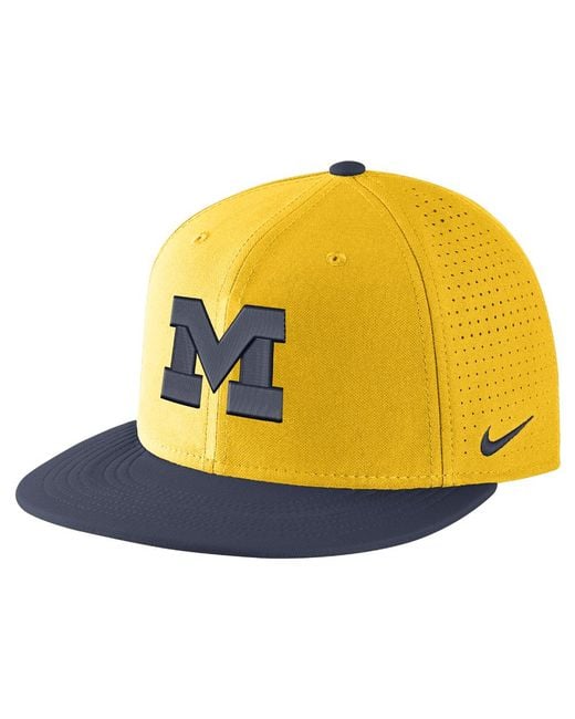 Nike College Aerobill True (michigan) Adjustable Hat (yellow) for men