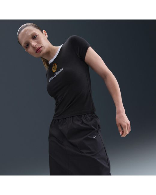 Nike Black Sportswear Chill Knit Slim Cropped Graphic T-Shirt