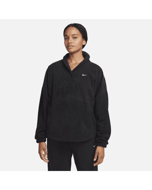 Nike Black Therma-fit One Oversized Long-sleeve Fleece Top
