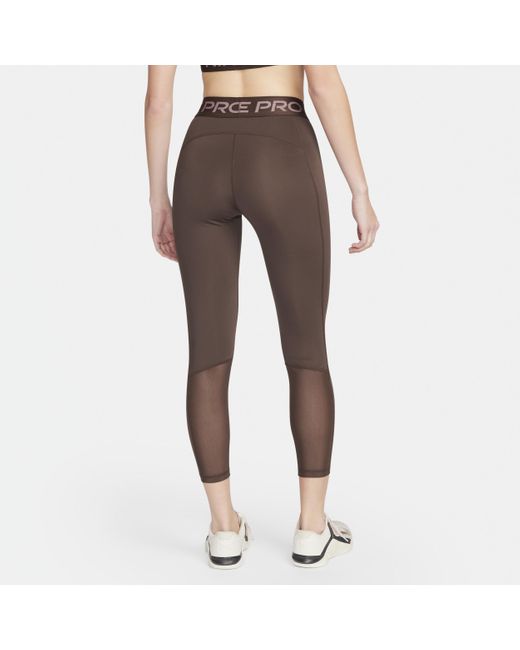 Nike Pro 365 7/8-legging Met Halfhoge Taille in het Brown