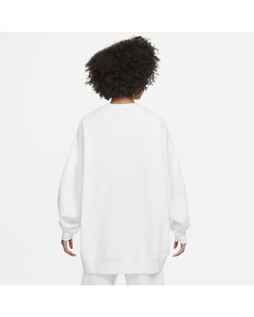 Nike Sportswear Collection Essentials Over-oversized Fleece Crew in  White,Black (White) - Lyst
