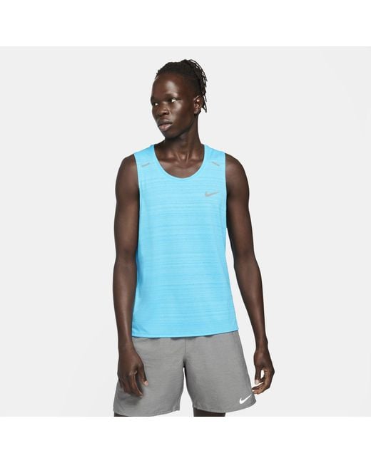 Nike Synthetic Dri-fit Miler Running Tank in Blue for Men | Lyst Australia