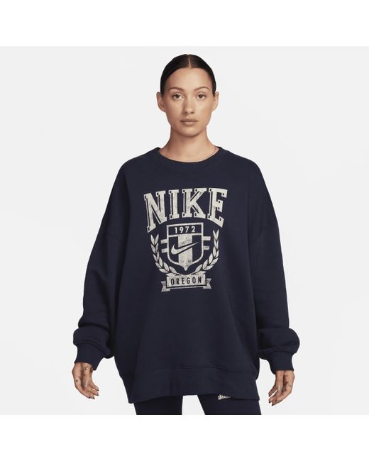 Nike Blue Sportswear Oversized Fleece Crew-neck Sweatshirt Polyester