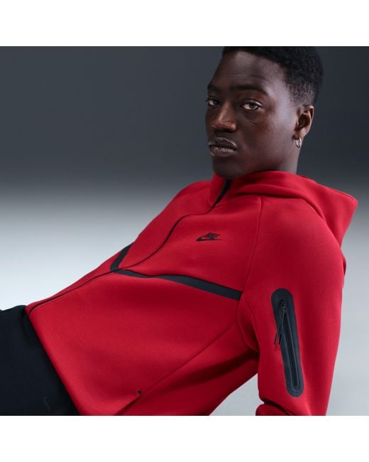 Nike Red Tech Full-Zip Windrunner Hoodie for men