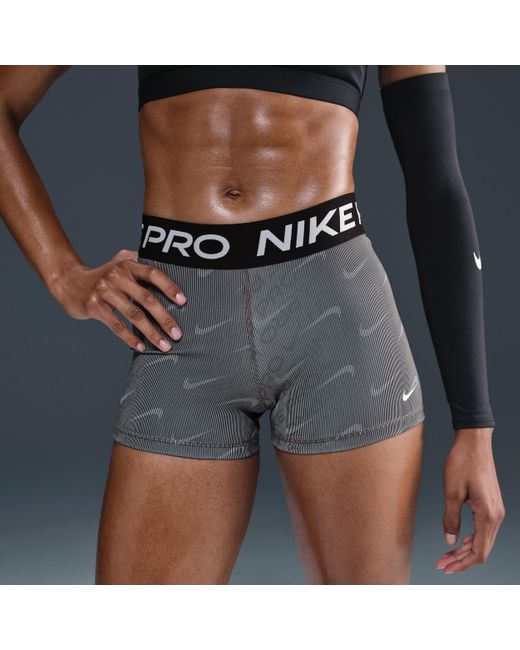 Nike Pro Bikershorts Met Halfhoge Taille En Print Voor (8 Cm) in het Blue