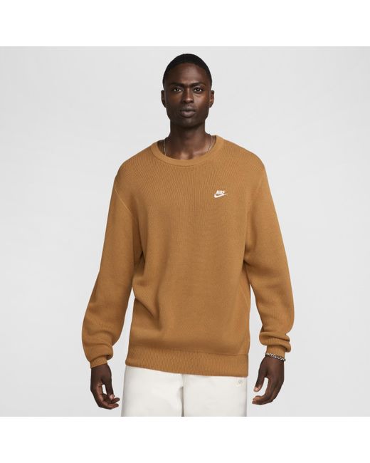 Nike Club Crew Neck Sweater in Brown for Men Lyst UK
