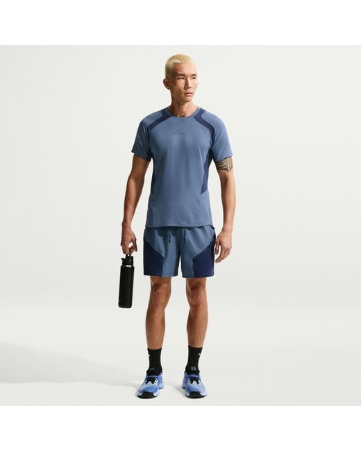 Nike Blue Pro Training Dri-Fit Adv Short-Sleeve Top for men