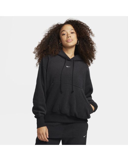 Nike Black Sportswear Phoenix Plush Oversized Cosy Fleece Hoodie Cotton