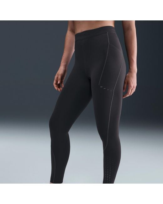 Nike Blue Swift High-Waisted 7/8 Running Leggings With Reflective Accents