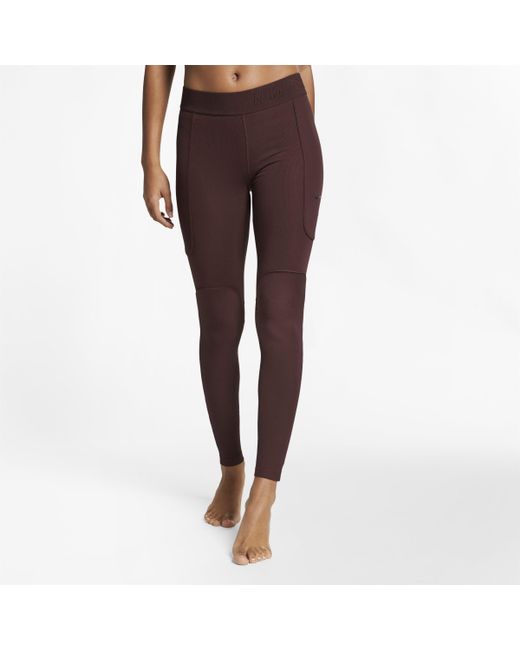 Nike Brown Pro Hypercool Ribbed Tights