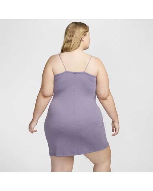 Nike Purple Sportswear Chill Knit Tight Mini-rib Cami Dress (plus Size)