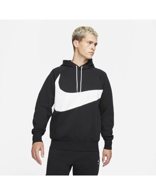 Nike Sportswear Swoosh Tech Fleece Pullover Hoodie in Black,White,White ...