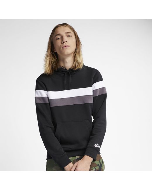 Nike Fleece Sb Icon Striped Skate Hoodie in Black for Men | Lyst UK