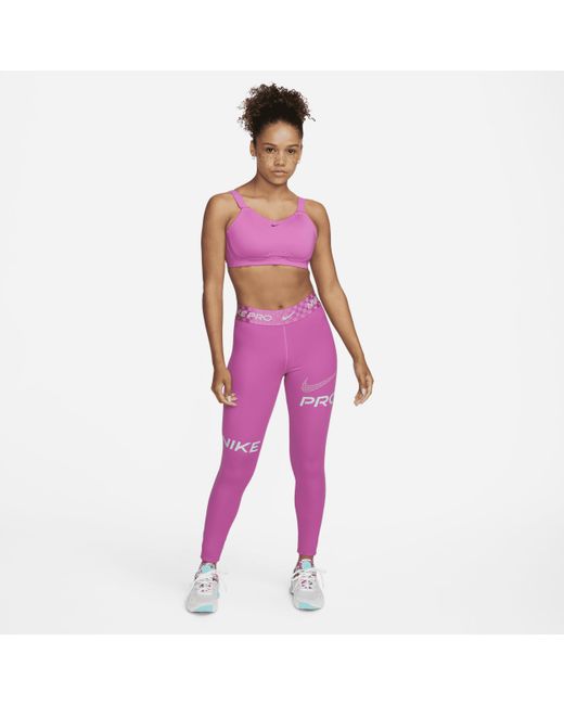 Nike Pro Mid-rise Full-length Graphic Training Leggings in Pink | Lyst