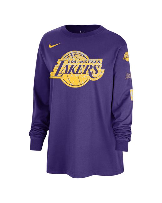 T-shirt a manica lunga los angeles lakers essential nba di Nike in Blue