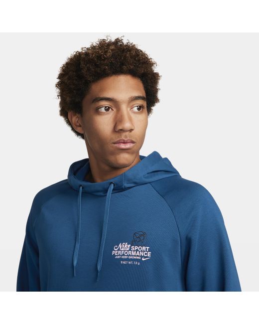 Nike Blue Dri-fit Hooded Fitness Pullover for men