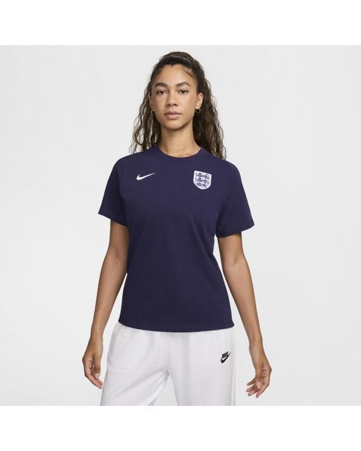 Nike Blue England Travel Football Short-sleeve Top Cotton