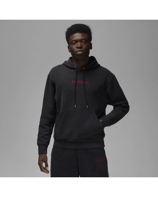Nike Air Jordan Wordmark Fleece Hoodie in Black for Men | Lyst