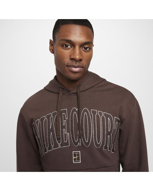 Nike Brown Court Heritage Dri-Fit Fleece Tennis Hoodie for men