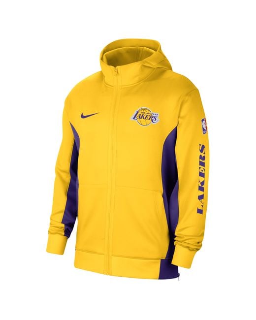 Nike Yellow Los Angeles Lakers Showtime Dri-fit Nba Full-zip Hoodie 50% Recycled Polyester for men