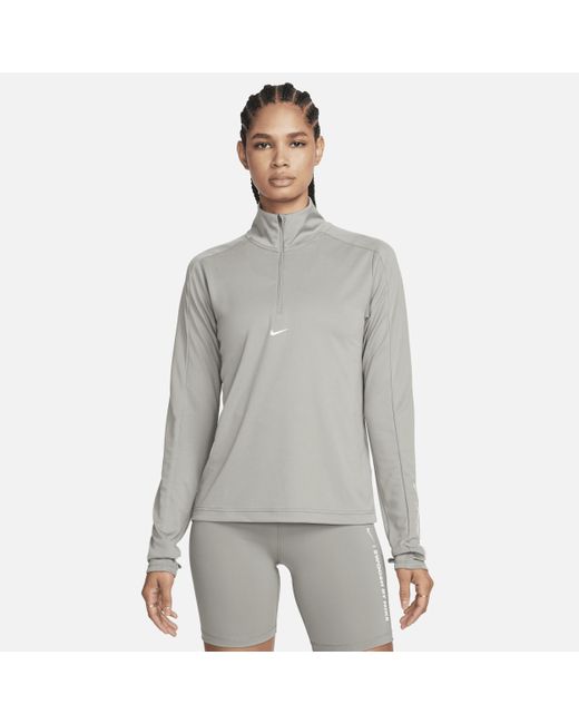 Nike Gray Pacer Dri-fit 1/4-zip Sweatshirt 50% Recycled Polyester
