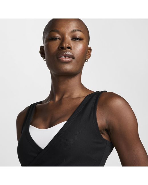 Nike Black One Fitted Rib Dri-Fit Cropped Tank Top