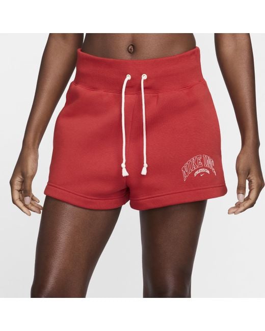 Nike Red Sportswear Phoenix Fleece High-waisted Shorts