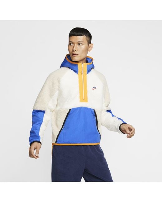 Nike Sportswear 1/2-zip Sherpa Hoodie in Blue for Men | Lyst UK