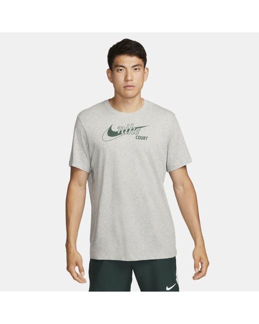 Nike Court Dri-fit Swoosh Tennis T-shirt in Grey (Grey) for Men | Lyst UK