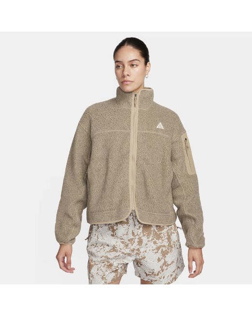 Nike Brown Acg "arctic Wolf" Polartec® Oversized Fleece Full-zip Jacket