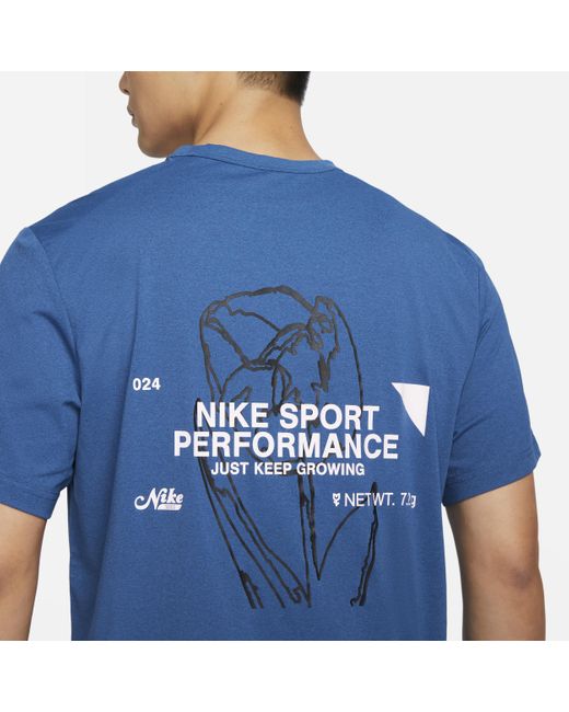 Nike Blue Hyverse Dri-fit Uv Short-sleeve Versatile Top for men