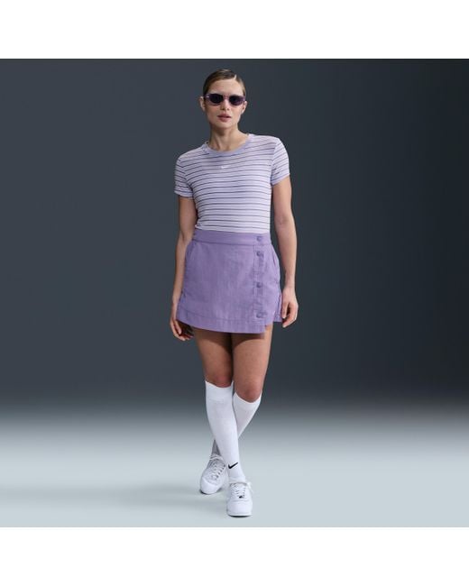 ★ Nike★ Sportswear Chill Knit Slim Stripe T-shirt W Lilac Nike Sportswear Chill Knit Slim Striped T-Shirt in Purple | Lyst