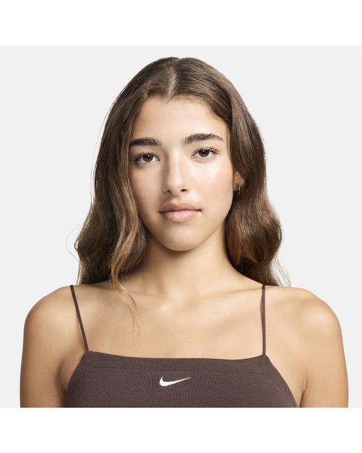 Nike Brown Sportswear Chill Knit Tight Mini-rib Cami Dress