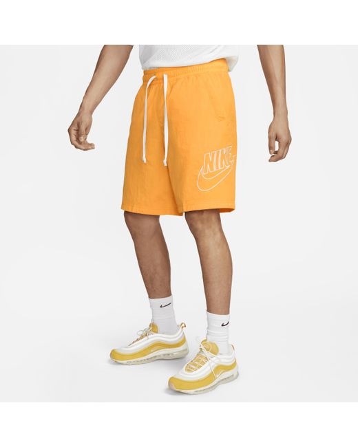 Nike Sportswear Alumni Woven Flow Shorts In Yellow, in Orange for Men Lyst