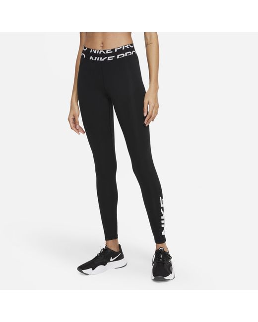 Nike Synthetic Pro Dri-fit Women's Mid-rise Graphic Leggings in Black |  Lyst UK