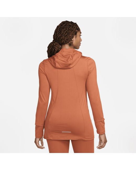 Nike Orange Dri-fit Swift Uv Hooded Running Jacket Polyester