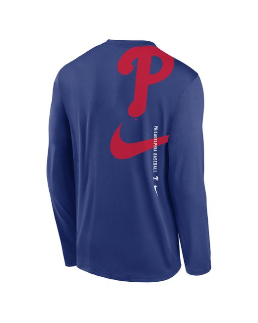 Nike Blue Philadelphia Phillies Large Swoosh Back Legend Dri-fit Mlb T-shirt for men