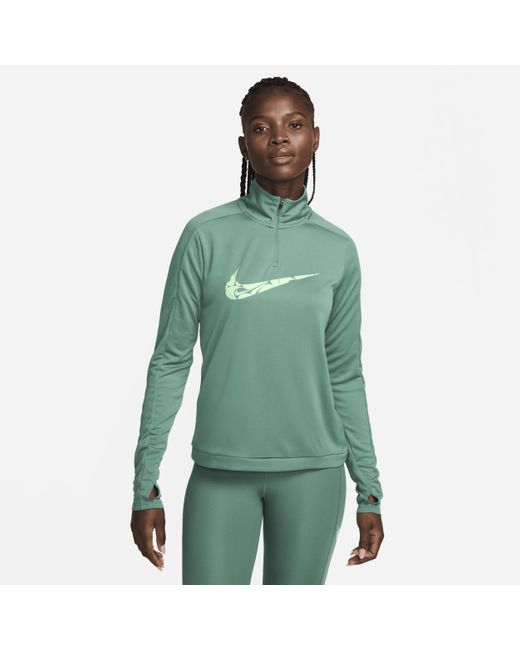 Nike Green Swoosh Dri-fit 1/4-zip Mid Layer