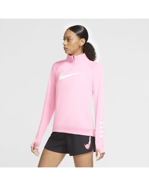 Nike Swoosh Run 1/2-zip Running Top Pink | Lyst Australia