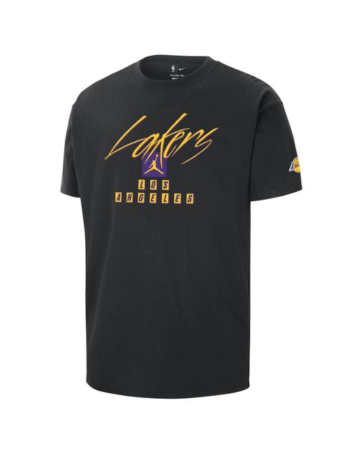 Nike Black Los Angeles Lakers Courtside Statement Edition Jordan Nba Max90 T-shirt Cotton for men