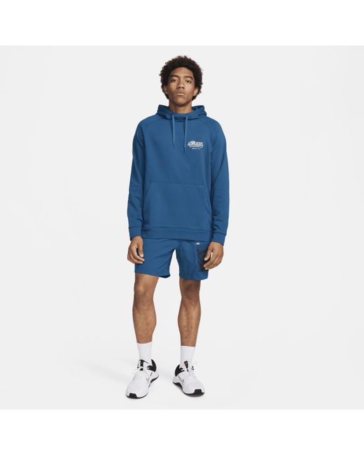 Nike Blue Dri-fit Hooded Fitness Pullover for men