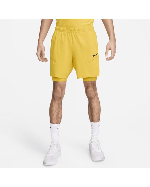 Nike Yellow Court Slam Dri-fit Tennis Shorts Polyester for men