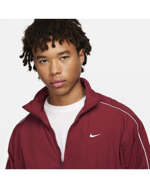 Nike Sportswear Solo Swoosh Woven Track Jacket in Red for Men | Lyst