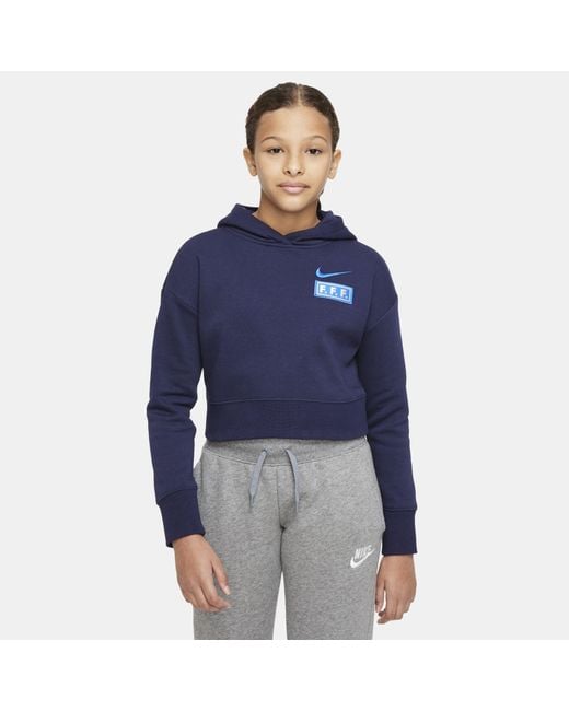 Nike Fff Older Kids' Cropped Hoodie Blue | Lyst Australia