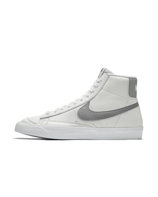 Nike Gray Blazer Mid '77 By You Custom Shoes Leather for men