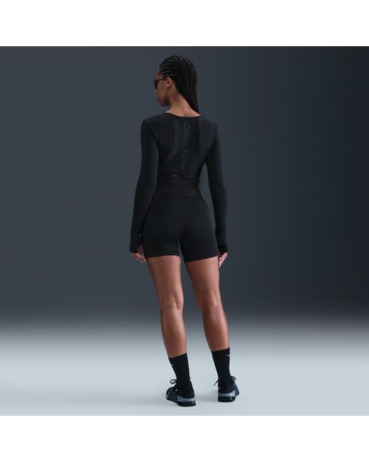 Nike Black Pro Dri-Fit Cropped Long-Sleeve Top