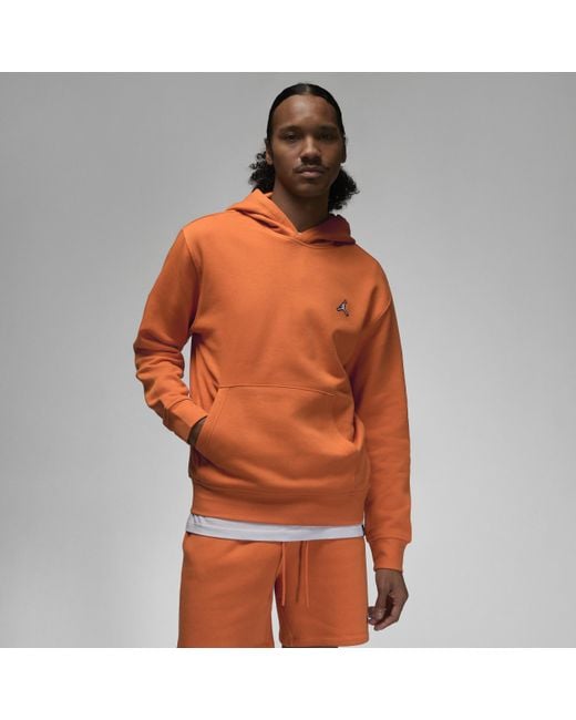 Felpa pullover con cappuccio jordan brooklyn fleece di Nike in Orange da Uomo
